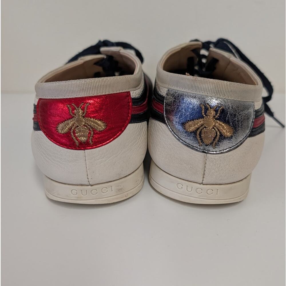 Gucci Falacer Web Low Top Sneakers Unisex Mens US 7/EU40 Leather Striped Logo - Picture 7 of 9
